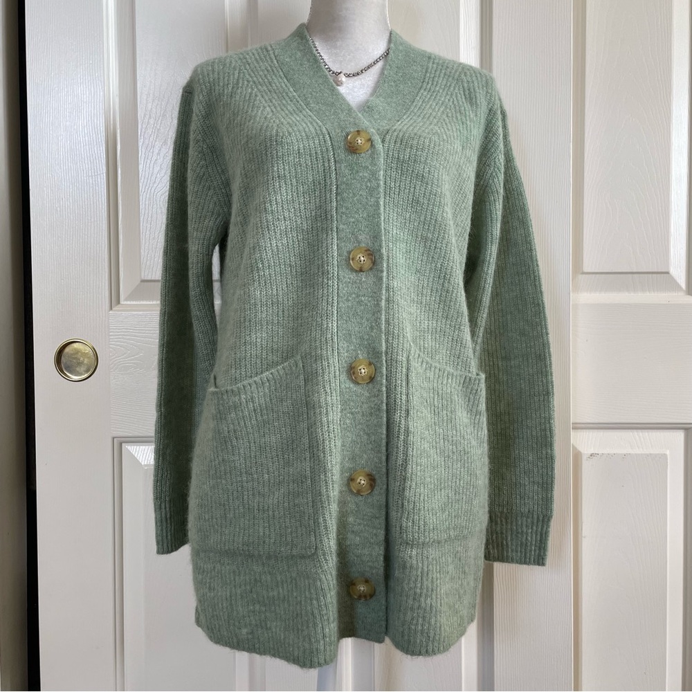 Everlane Green Cardigan alpaca wool size small